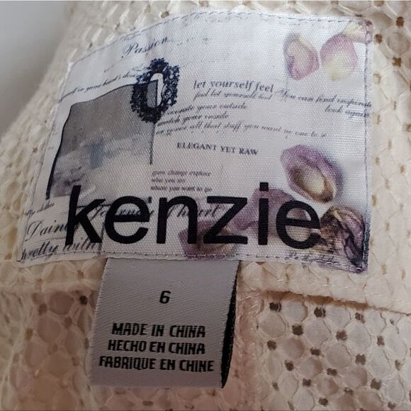 Kenzie Cream Eyelet Quarter Sleeve Single Button Collared Cropped Mini Jacket 6 - Picture 12 of 12